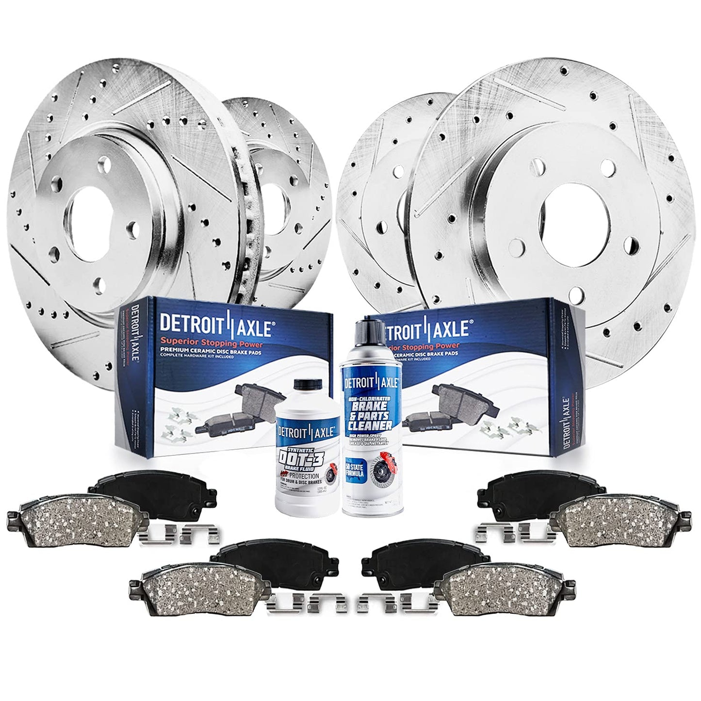 Detroit Axle - Brake Kit for 2003-2007 Subaru Impreza 2005-2006 Saab 9-2X Replacement 10.91 inch Front & 10.47 inch Rear Dril