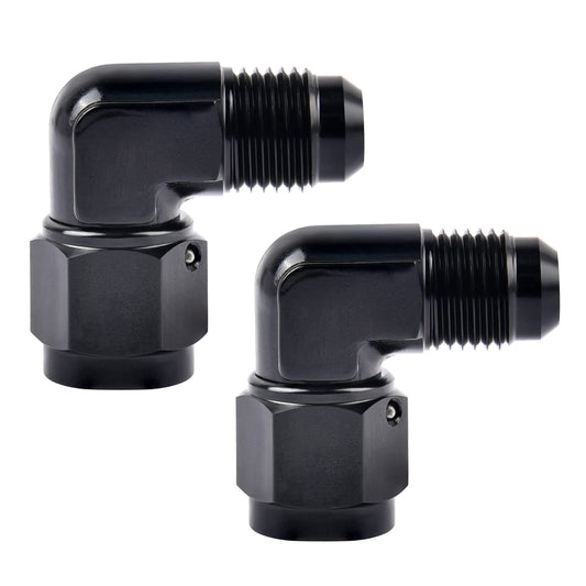 EVIL ENERGY 3AN Female to 3AN Male Flare 90 Degree Swivel Fitting Adapter Aluminum Black 2PCS