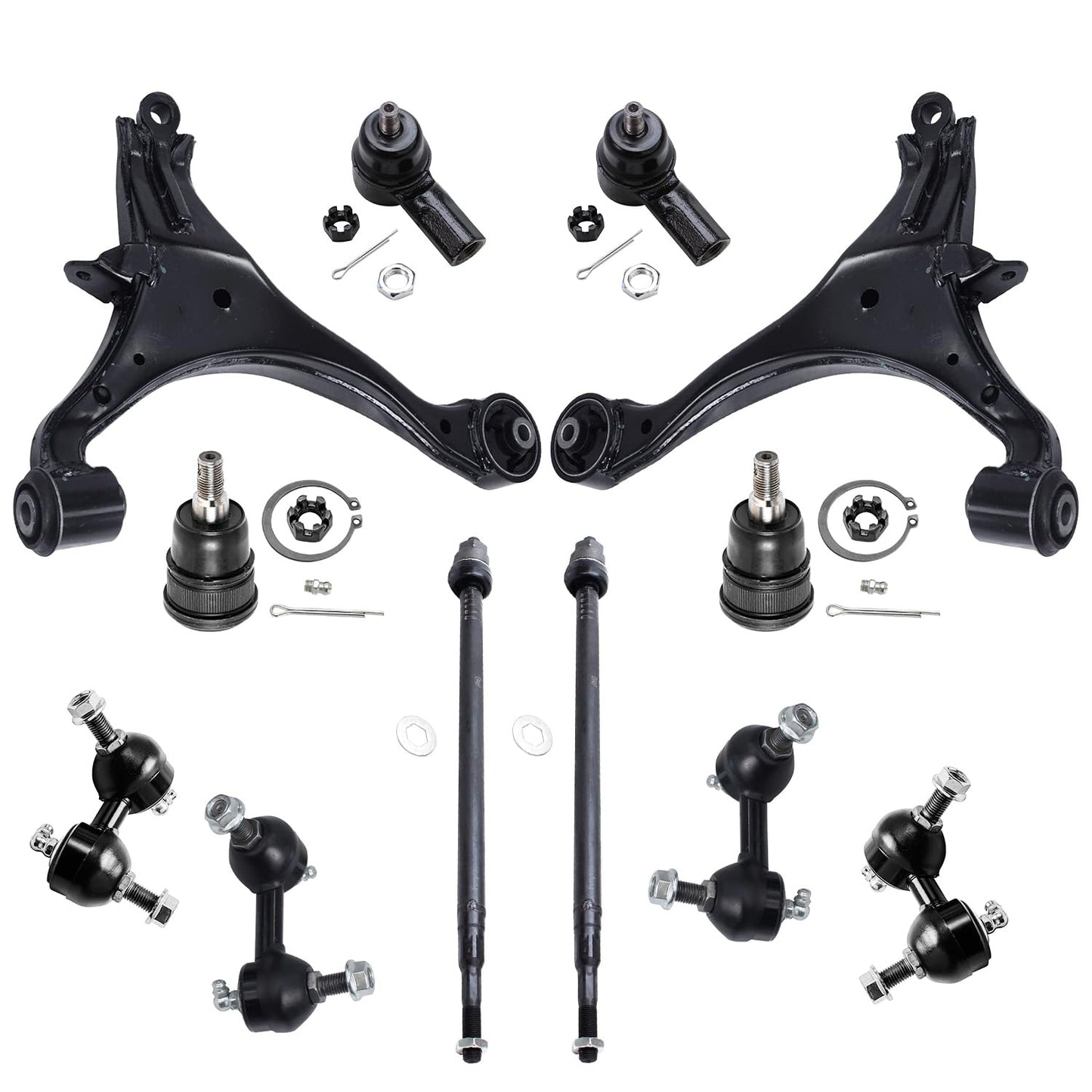 Detroit Axle - Front 12pc Suspension Kit 01-05 Honda Civic 2001 2002 2003 2004 2005, 2 Lower Control Arms 2 Lower Ball Joints 4